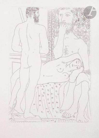 null Pablo Picasso (1881-1973) 

Sculpteur, modèle couché et sculpture. (Suite Vollard,...