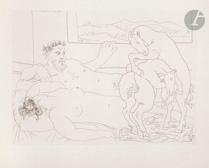 null Pablo Picasso (1881-1973) 

Le Repos du sculpteur. (Suite Vollard, pl. 64)....