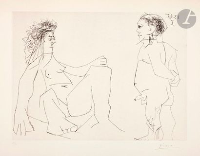 null Pablo Picasso (1881-1973) 

Couple. 3 mars 1965. Pointe sèche et burin. 465 x 340....