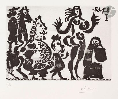 null Pablo Picasso (1881-1973) 

Célestine, maja et grotesques. (Les 347, pl. 202)....