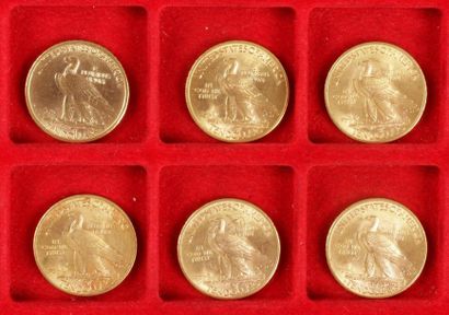 null 6 pièces de 10 Dollars en or. Type Indian Head.
1908 - 1926 (4) - 1932.