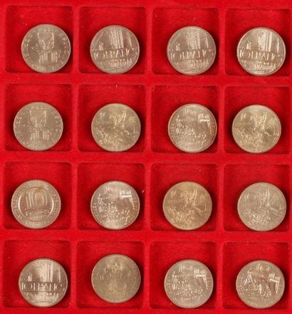null Lot de 16 pièces de 10 Francs modernes en cupro-nickel : 
- 4 pièces de 10 Francs....