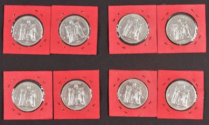 null Lot de 8 pièces de 10 Francs argent. 1965 (3), 1966, 1967 (2 "avec accent"),...
