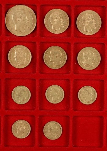 null Lot de 11 pièces françaises en or, dans un sachet numéroté 2017070 :
- 1 pièce...