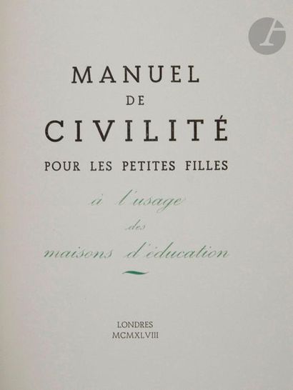 null LOUŸS (Pierre).
Manuel de civilité pour les petites filles à l'usage des maisons...