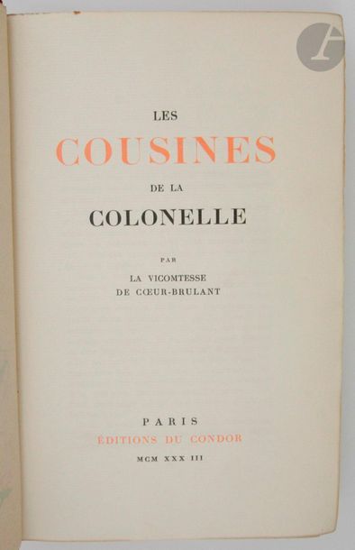 null [MANNOURY D'ECTOT (H. de)].
Les Cousines de la colonelle par la vicomtesse de...