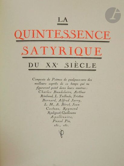 null [PIA (Pascal].
La Quintessence satyrique du XXe siècle. Composée de Poèmes de...