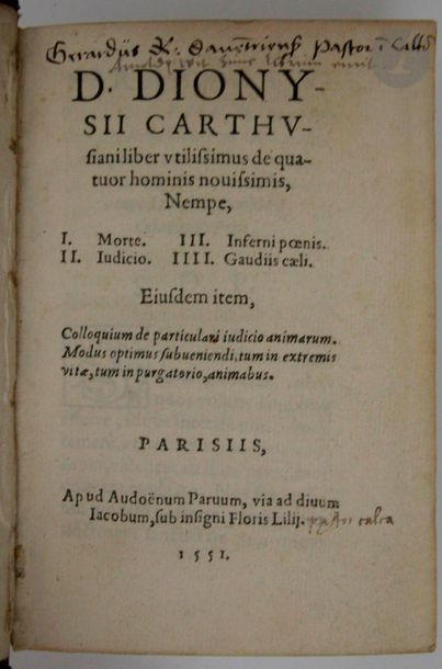 null DENIS LE CHARTREUX.
D. Dionysii Carthusiani liber utilissimus de quatuor hominis...