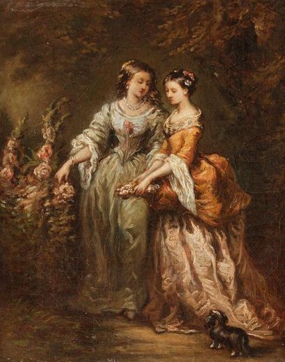null Attribué à Henri-Charles-Antoine BARON (1816 - 1885)
Jeunes femmes aux roses...