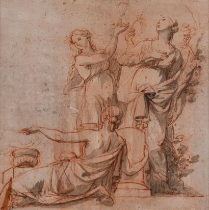 null Attributed to Étienne de LA VALLÉE-POUSSIN (1735 - 1802
)Three
female
figures
for...