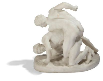 null Guglielmo PUGI (1850 - 1915)
Les lutteurs, d’après l’Antique 
Groupe en marbre...