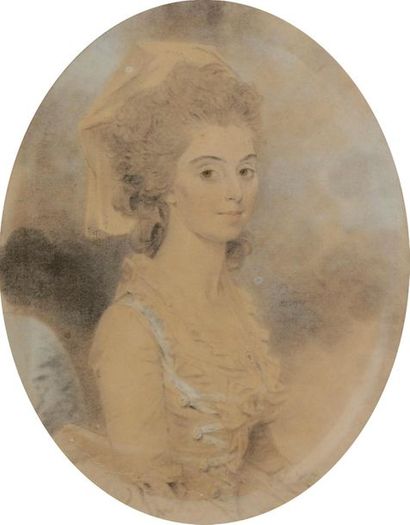 null John DOWNMAN (1750 - 1824
)Portrait of Miss
Mary Morice, 1783Crayon

and

watercolour

highlights

.


Signed...