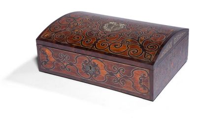null Box forming a writing desk in marquetry of rosewood, violet wood, tortoiseshell...