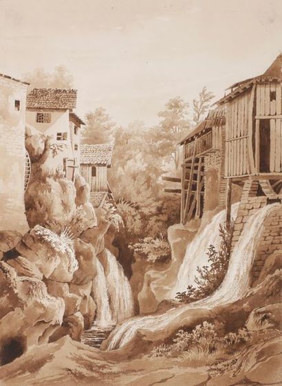 null Jean-Jacques CHAMPIN 
(Sceaux, 1796 - Paris, 1860)
Vue de la route de Seeburg,...