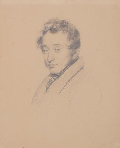 null Achille DEVERIA (1800 - 1859)
Portrait d’homme en buste
Crayon noir.
Signé et...