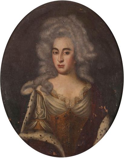 null 18th century FRENCH schoolPortrait of a
woman
in an ermine
dressOval
canvas.
Missing
.

80...