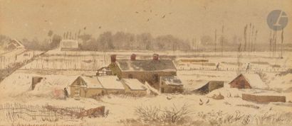 null Henri Joseph HARPIGNIES (1819-1916)
Paysage en hiver, 1856
Encre et lavis d’encre...