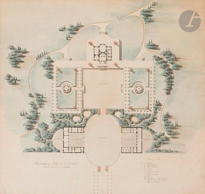 null 19th century FRENCH
SCHOOLGeneral
plan of
a pavilion with outbuildings for the...