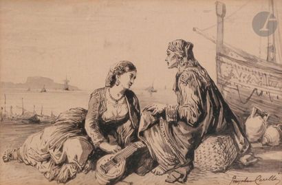 null Conzalvo CARELLI (Naples 1818 - 1900)
Femmes napolitaines et ses enfants - Bandits...
