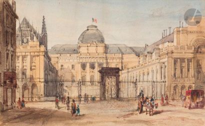 null François Étienne VILLERET
(Paris vers 1800 - Sens 1866)
Le Palais de justice
Aquarelle...