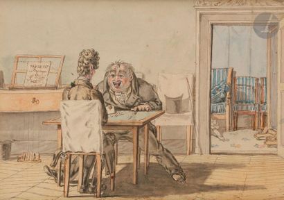 null G. de CARI (active in Paris in the 19th century
)Card players - fortune teller2
drawings:...