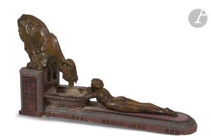 null HENRI PROSZYNSKI (1887-1969
)Proszynski Fountain, Youth and ram, reduction of...