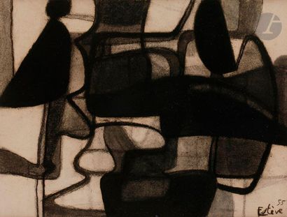 null Maurice ESTÈVE (1904-2001)
Composition, 1955
Fusain et crayon.
Signé et daté...
