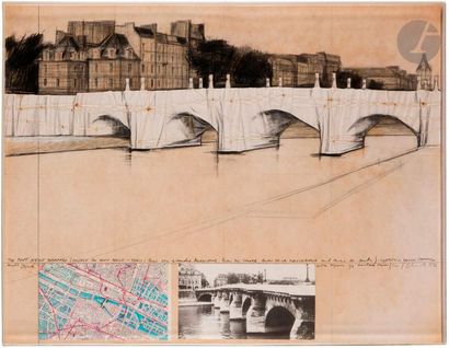 null Christo Javacheff, known as CHRISTO (1935-2020
)Le Pont Neuf Wrapped, 1976Pencil,
fabric,...