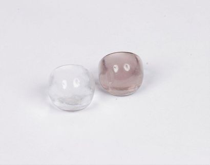 null LALIQUE
Deux bagues bombées, modèle « Cabochon  » en cristal, l’une incolore,...