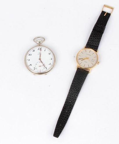 null OMEGA
Montre chronographe en argent.
On joint une montre barcelet d’homme Lucerne...