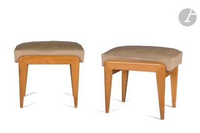 null CHARLES DUDOUYT (1885-1946
)Pair of stools. The upside down U-shaped legs are...