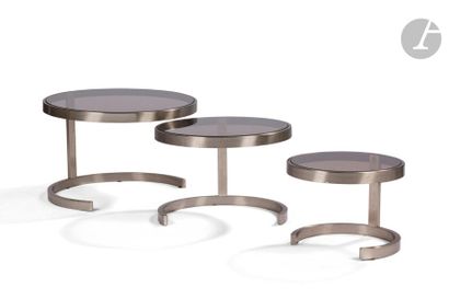 null WORK OF THE 1970sArcs
 of
 circleSuite of

 three nesting tables. The structures...