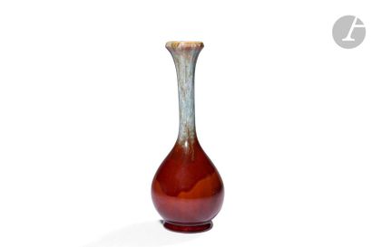 null PIERRE-ADRIEN DALPAYRAT (1844-1910
)Soliflore vase. Proof in polychrome glazed...