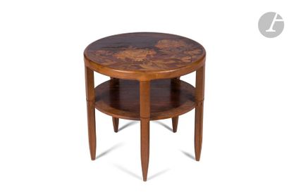 null ÉTABLISEMENTS GALLÉ (1904-1936) Peonies 
Circular coffee table with one inseam...