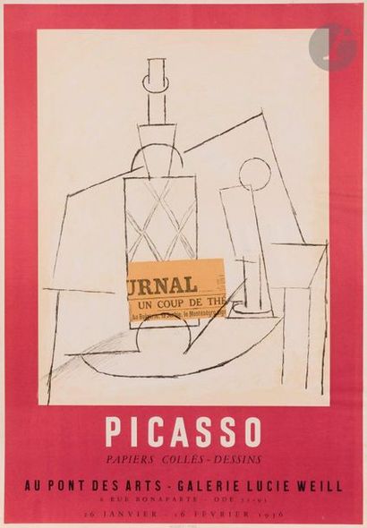 null Pablo PICASSO (1881-1973) (d’après)
Picasso, papiers collés – dessins. Affiche...