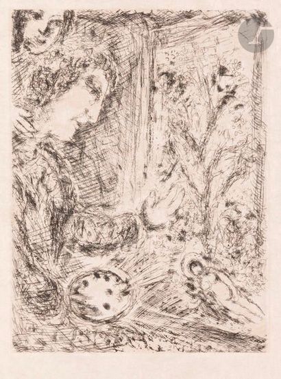 null Marc Chagall (1887-1985)
Autoportrait à la palette, vers 1970-1980
Eau-forte.
Épreuve...