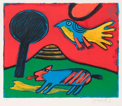 null Corneille (Guillaume van Beverloo, dit) (1922-2010)
Chien et oiseau, 1996
Lithographie...