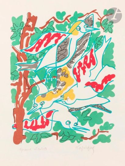 null Charles LAPICQUE (1898-1988
)Birds
in the Foliage, 1959Colour lithograph. 
Proof...