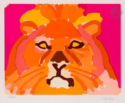 null Charles LAPICQUE (1898-1988)Le Lion, circa 1961Colour lithograph. 
Proof on...