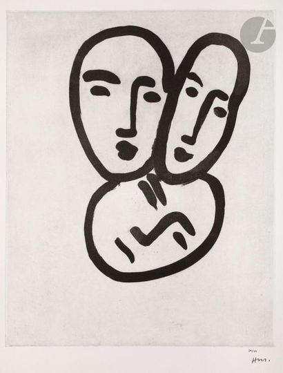 null Henri Matisse (1869-1954
)Three heads; To friendship. (Masks of Apollinaire,...