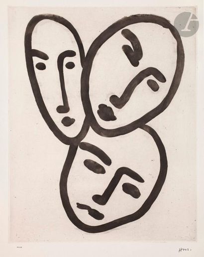 null Henri Matisse (1869-1954
)Three heads; To friendship. (Masks of Apollinaire,...