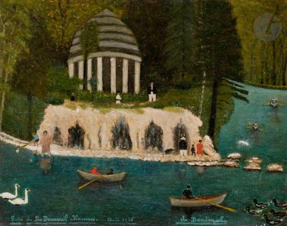 null J. DENIMAL (XXe siècle)
Grotte du Lac Daumesnil, Vincennes, 1935
Huile sur toile.
Signée,...