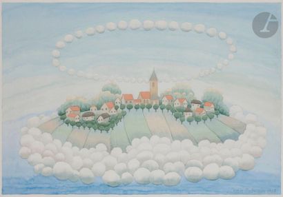 null Ivan RABUZIN (1919/21-2008)
Le Village dans les nuages, 1967
Aquarelle.
Signée...