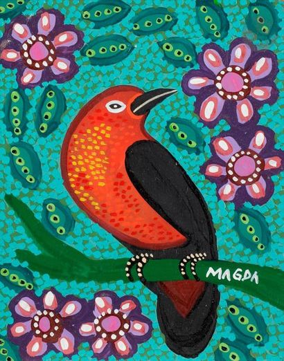 null Magda MITTARAKIS [brésilienne] (née en 1958)
Toucans, pic-vert et oiseau rouge
4...
