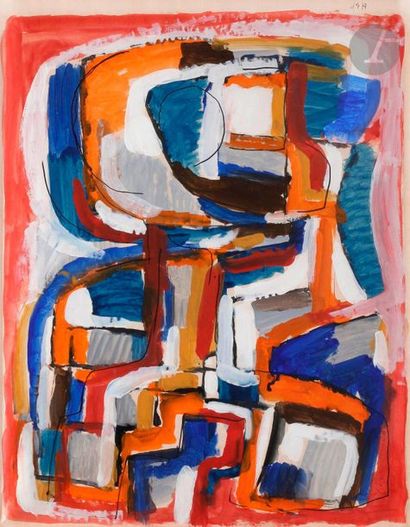 null Jacques GERMAIN (1915-2001
)
Composition, 1977Gouache.
Monogrammed and dated...