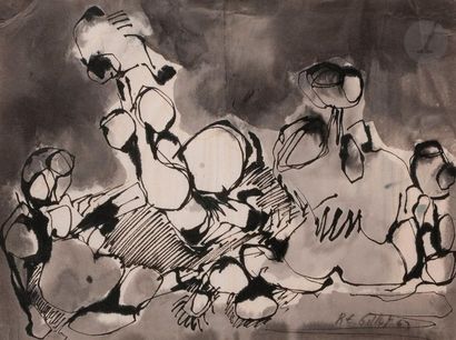 null Roger Edgar GILLET (1924-2004)Characters, 1963Ink
and
ink wash.

Signed lower

right.


25.5








x...
