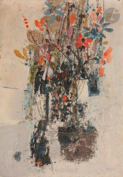 null Ferit ISCAN [turc] (1931-1986)
Trois bouquets, vers 1955 ?
Huile sur toile.
Signée...
