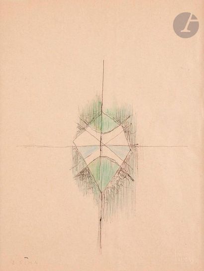 null Josef SIMA (1891-1971)
Composition
Encre et crayons de couleur.
Signée en bas...