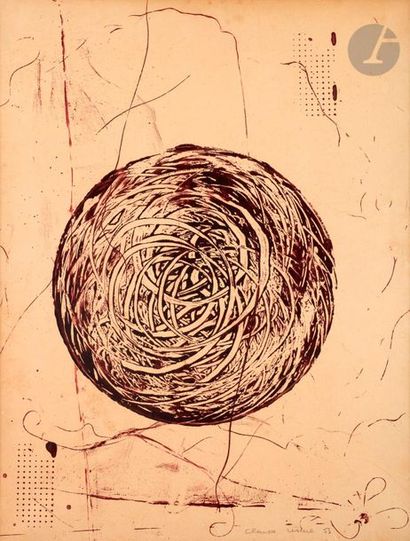 null Claude VISEUX (1927-2008)
Composition, 1953
Huile sur papier contrecollé sur...