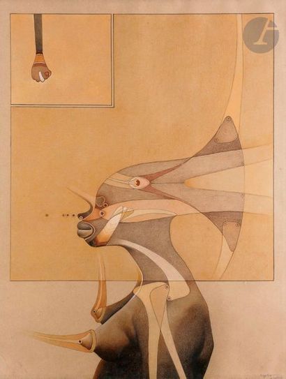 null Heriberto COGOLLO [Colombian] (b. 1945
)
Composition,

1969Lead pencil and

coloured

pencil

.


Signed...